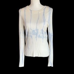 525 Tie Dye Cream Ribbed Sweater L
